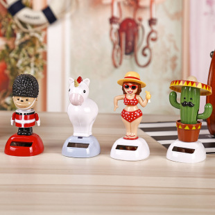 Solar shaking head doll car ornaments cartoon cactus car decoration jewelry creative gifts