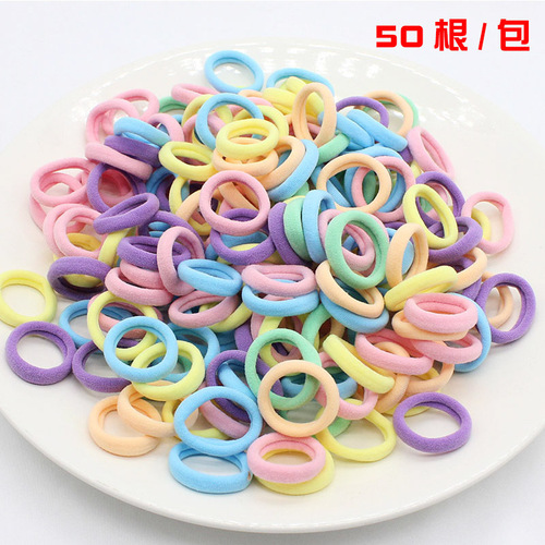 Elasticated Hair Accessory Candy Color Small Size Seamless Fabric Hair Tie for Kids, Cute and Durable