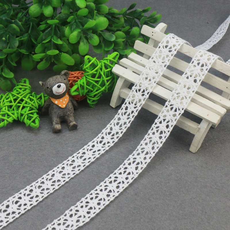 供应新款双边米字棉线蕾丝花边 眼睛花型漂白色织带 服装辅料装饰