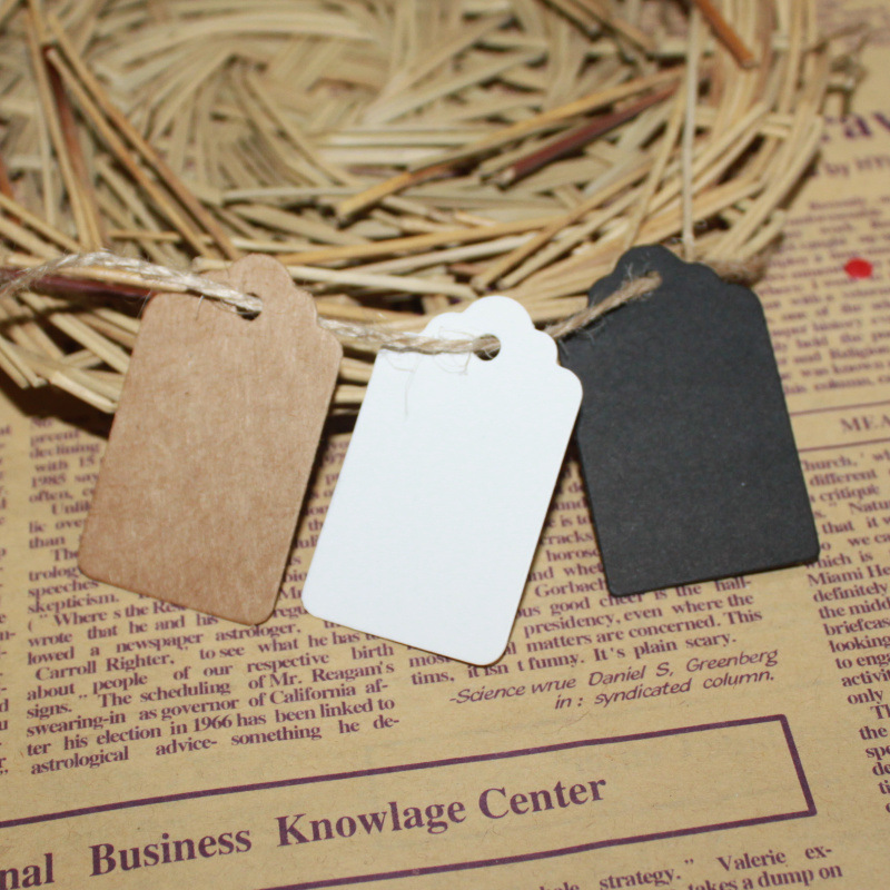 工厂批发 30*50MM波浪顶边圆角空白牛皮纸吊牌 支持来样制作商标