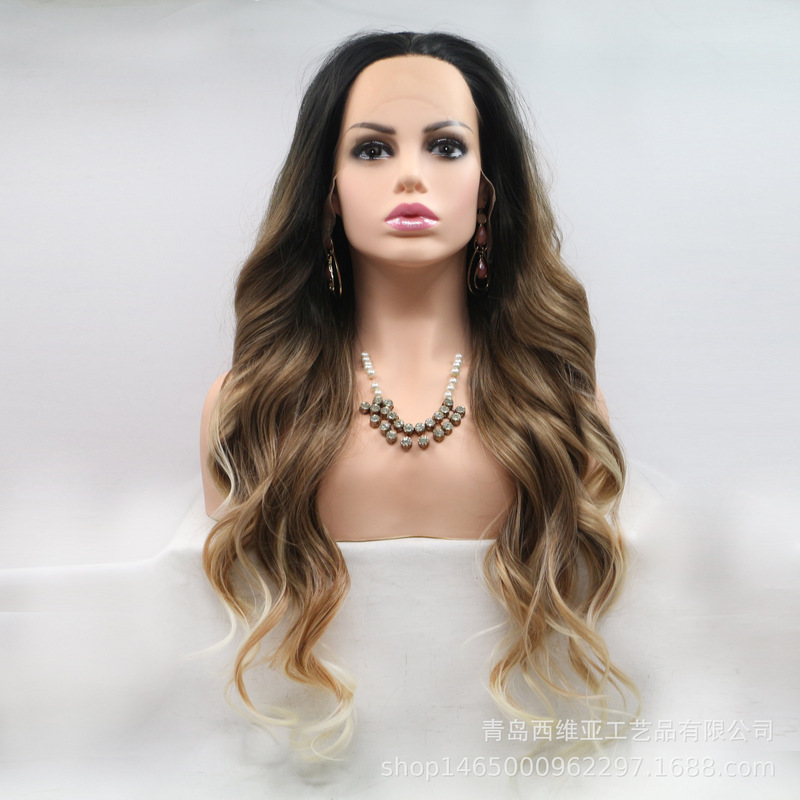 Amazon gradient before lace chemical fiber wig women free points Big Wave long curly hair spot a generation of hair Amazon gradient before lace chemical fiber wig women free points Big Wave long curly hair spot a generation of hair