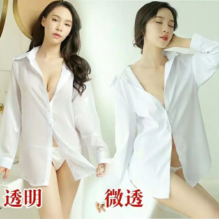Boyfriend Style Sentiment Sexy Shirt Mid-length All-match Perspective Chiffon Shirt Women's Summer Shirt Boyfriend Style Sentiment Sexy Shirt Mid-length All-match Perspective Chiffon Shirt Women's Summer Shirt