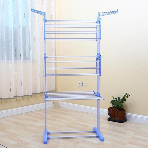 Floor-standing three-layer towel rack, foldable balcony clothes drying rack, cross-border multi-functional wing-shaped outdoor supplies