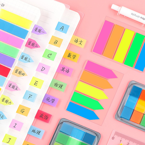 Fluorescent transparent small sticky note sticker cute N times sticky note instruction label index sticker 5 colors 8 colors wholesale