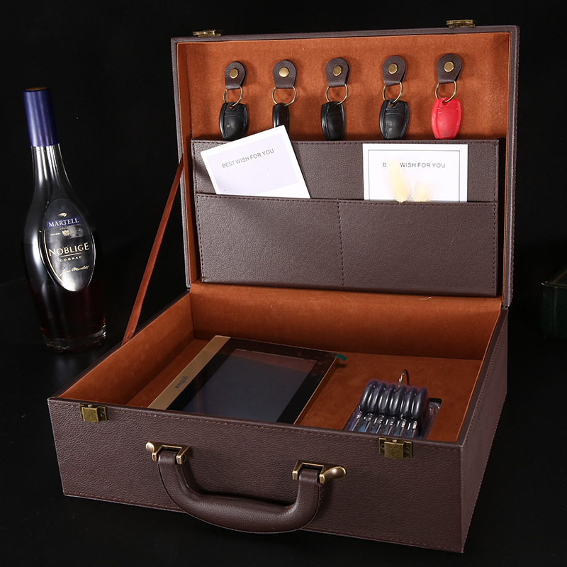 专业20年房地产交房盒精美PU交付钥匙箱手提式皮质交房箱可LOGO