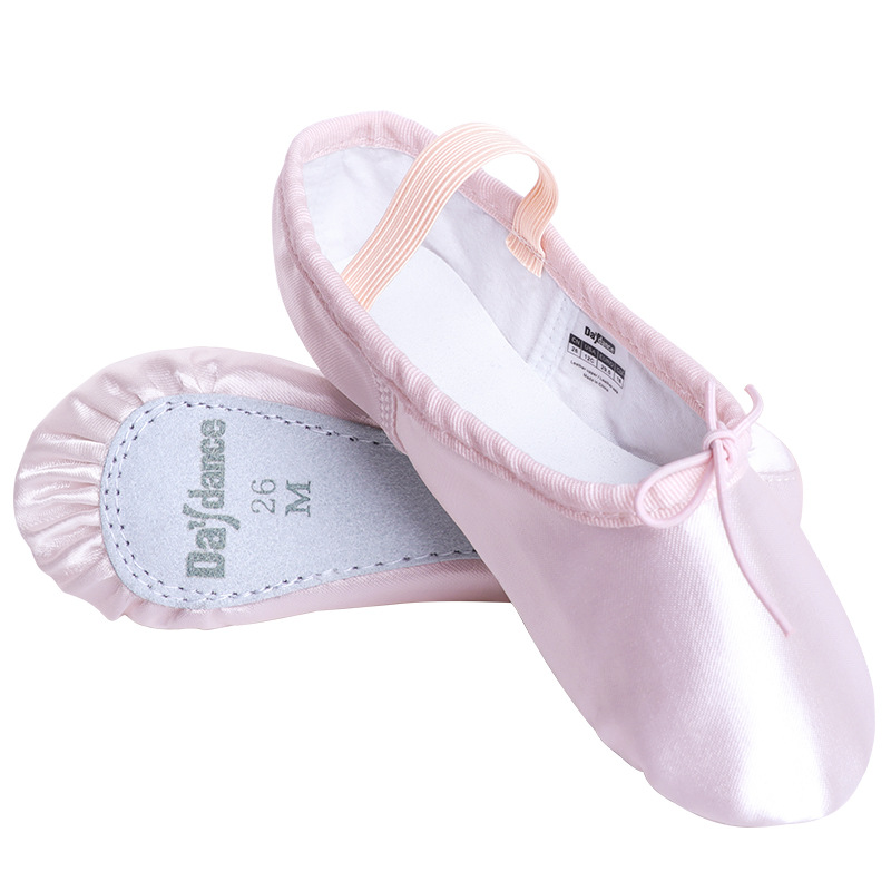 Satén zapatos de baile de Ballet para niños niñas zapatos de baile de fondo suave zapatos de práctica zapatos de cuerpo de fondo rosa zapatos puntiagudos