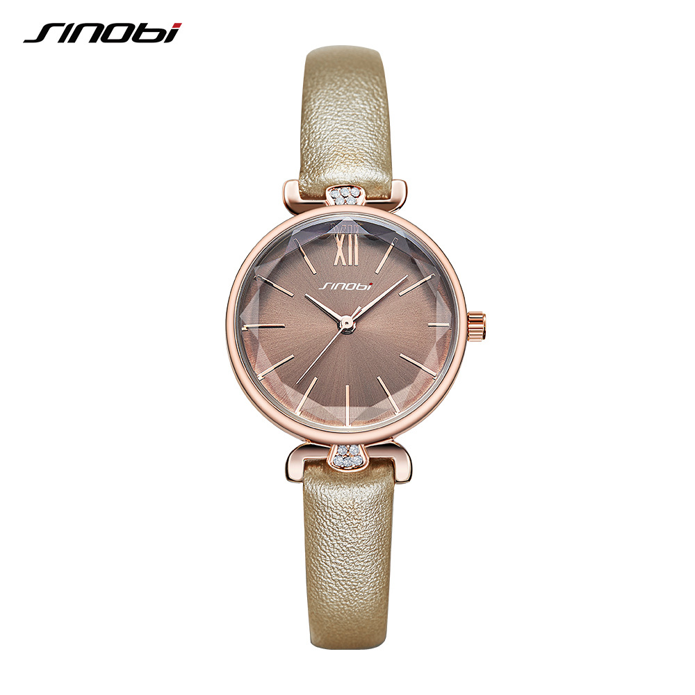 Montre JunPeng Trading Sinobi pour femme, bracelet en cuir, finition miroir, taille pierre précieuse, échantillon personnalisé transfrontalier 9794_voghion.com