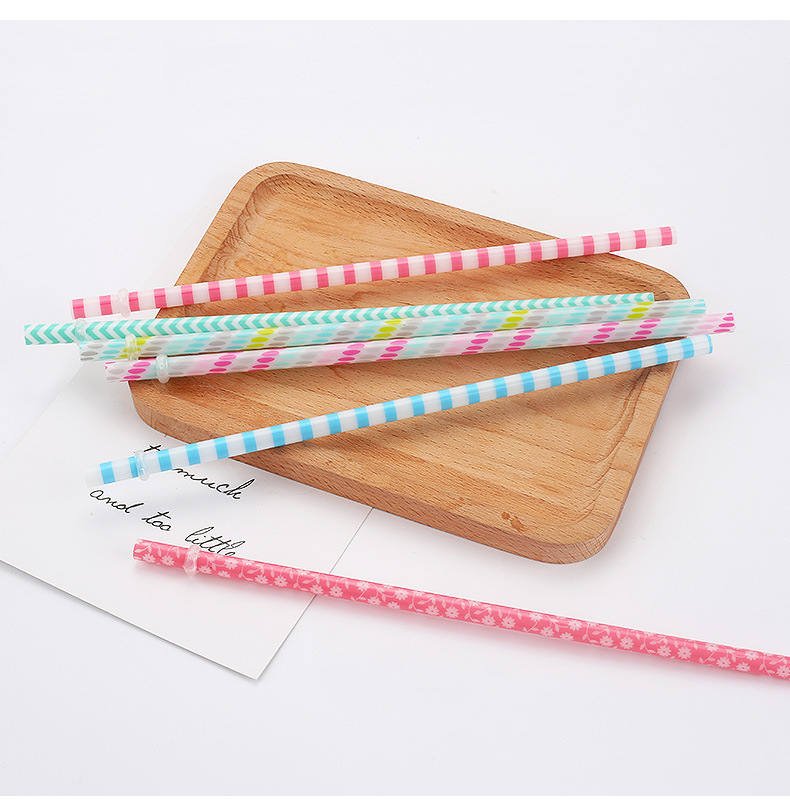 供应印刷管塑料吸管圆点波点图案热转印一次性吸卡通打样