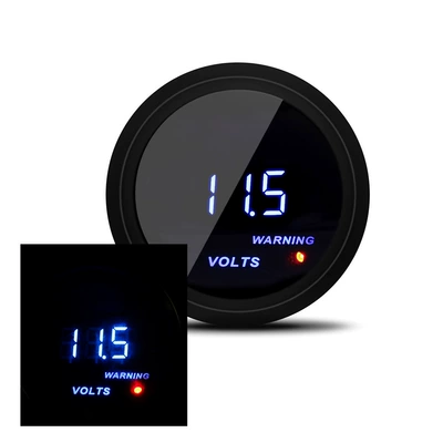 12V Universal 52mm Qara Rəqəmsal LCD Gərginlik Ölçən Avtomobil Voltmetri