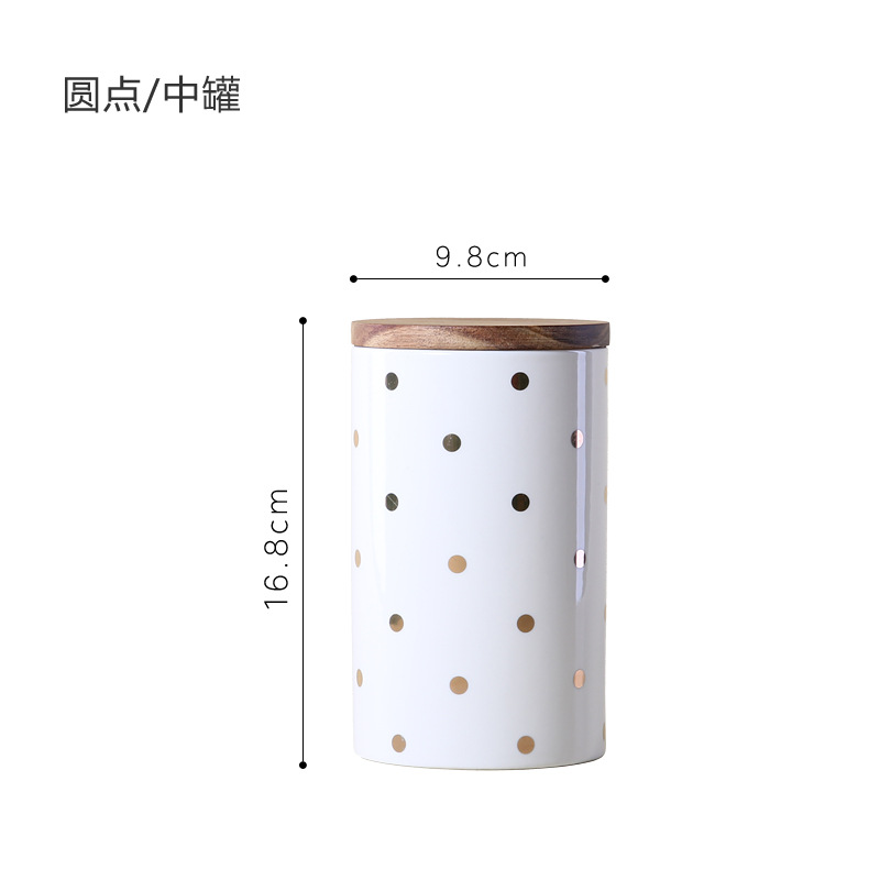 Jarra de almacenamiento de cerámica dorada creativa nórdica con tapa de madera jarra sellada de almacenamiento de cocina jarra de café de té al por mayor