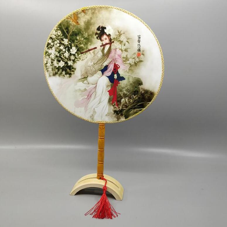 Hay en stock patrones opcionales ventilador redondo Palacio ventilador redondo ventilador Peach Blossom ventilador de regalo ventilador antiguo estilo Palacio ventilador