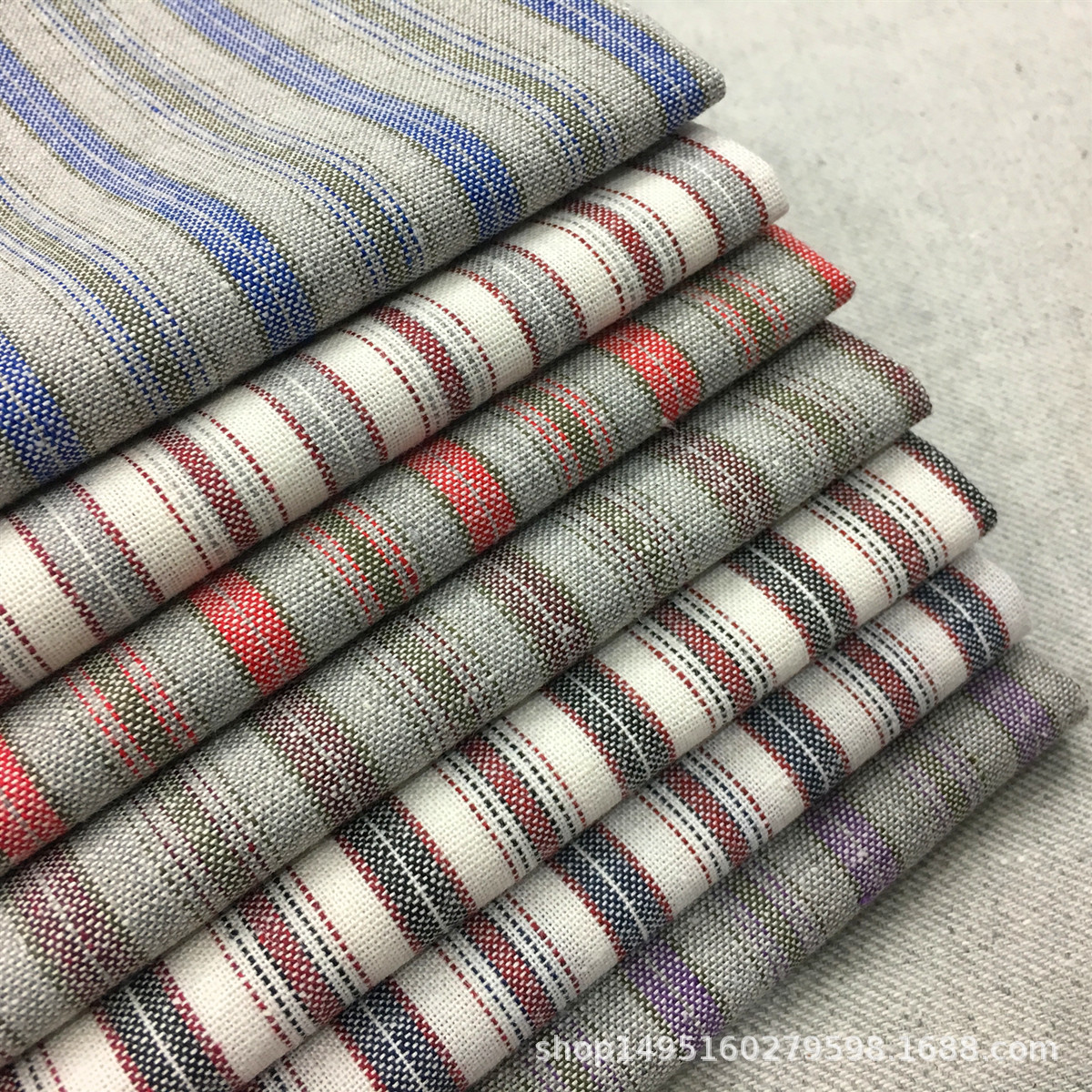 现货直销涤麻布麻棉色织条纹面料 麻棉彩条布 民族风裙装上衣面料