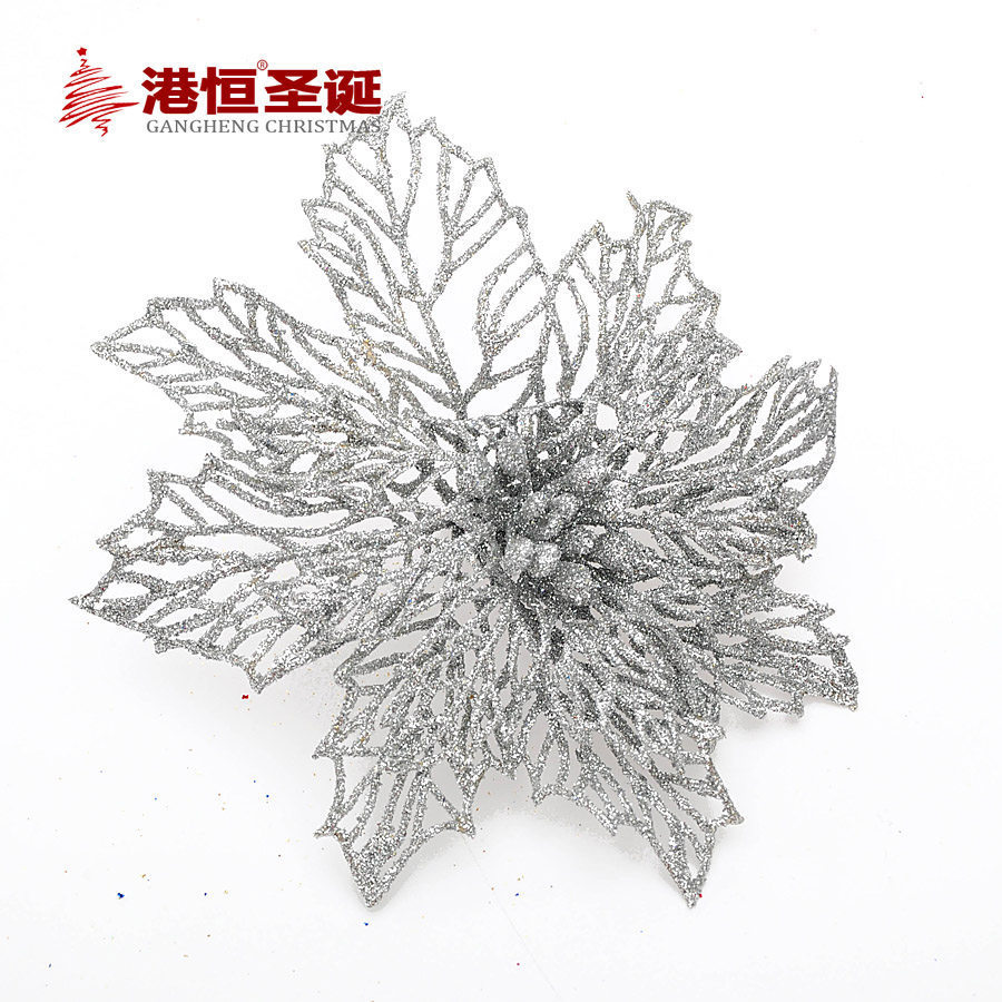 Hong Kong Heng árbol de Navidad decoraciones 14cm pegajoso Rosa hueco lentejuelas Flor de Navidad multi-color opcional 10g