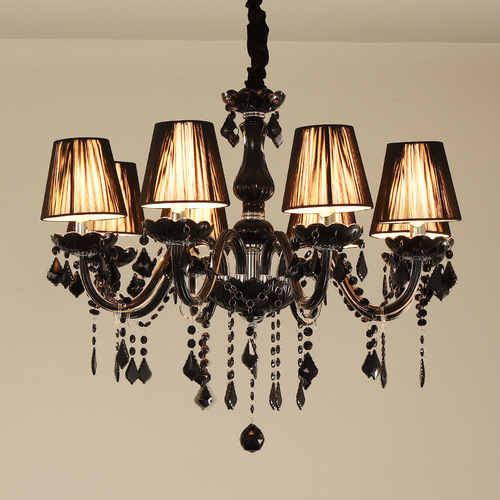 Black chandelier European-style living room crystal chandelier restaurant bedroom pendant coffee shop cybercafe clothing store decoration candle light