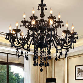 黑色吊灯欧式客厅水晶灯餐厅卧室吊灯咖啡厅网咖服装店装饰蜡烛灯