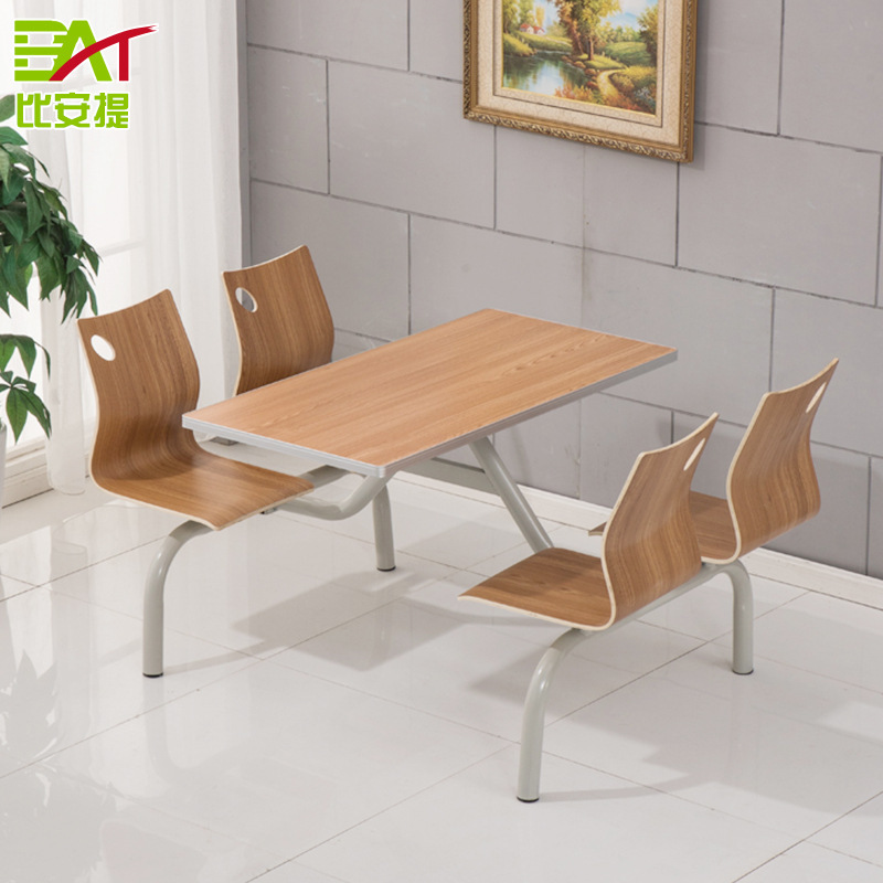 School restaurant one-piece four-seat canteen dining table and chair KFC milk tea shop fiberglass canteen dining table and chair
