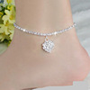 Fashionable universal ankle bracelet, sexy accessory heart shaped, European style, diamond encrusted