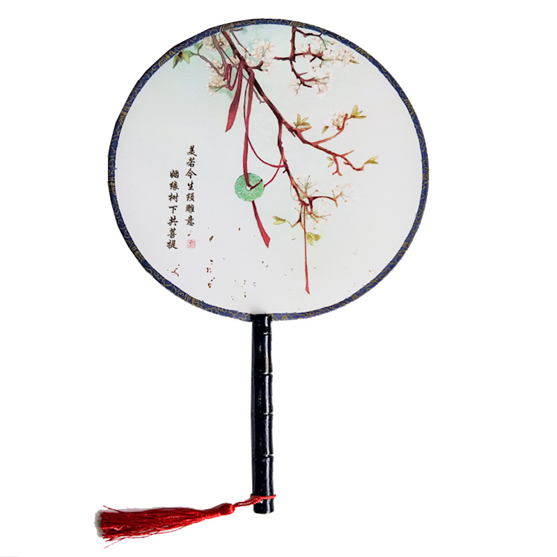 Hay en stock patrones opcionales transfronteriza ventilador de palacio de estilo chino clásico ventilador redondo estilo antiguo primavera