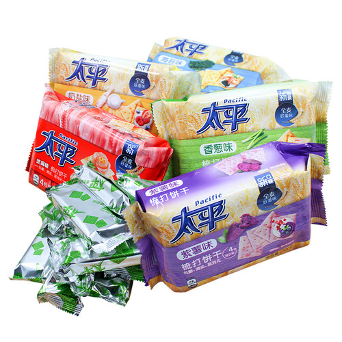 Tai Ping Soda Crackers 100g Individually Packaged Salty Chive Crackers Breakfast Snacks Wholesale