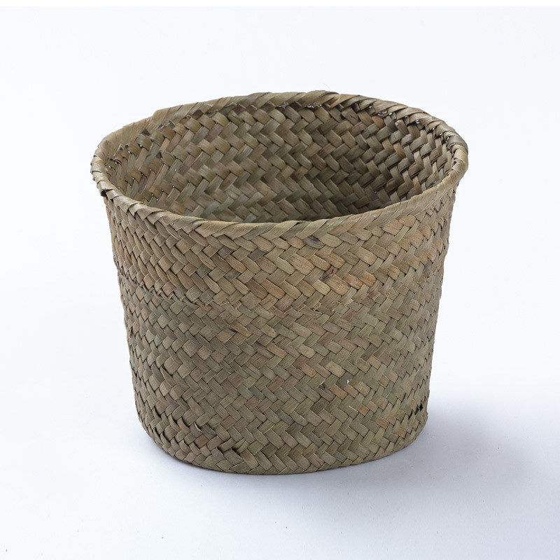TGP6 color natural hecho a mano algas tejidas olla cesta simple decoración Almacenamiento de mano maceta escritorio pequeño florero