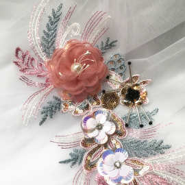 金色立体彩色亮片绣花花朵花贴服装礼服童装婚纱家居装饰花边辅料