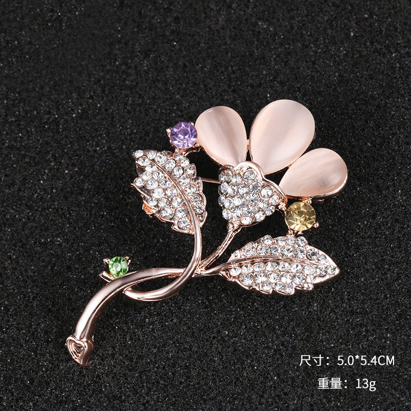 2024 nuevo día de la madre venta caliente broche de ópalo mujer con incrustaciones de diamantes de imitación broche accesorios de ropa joyería