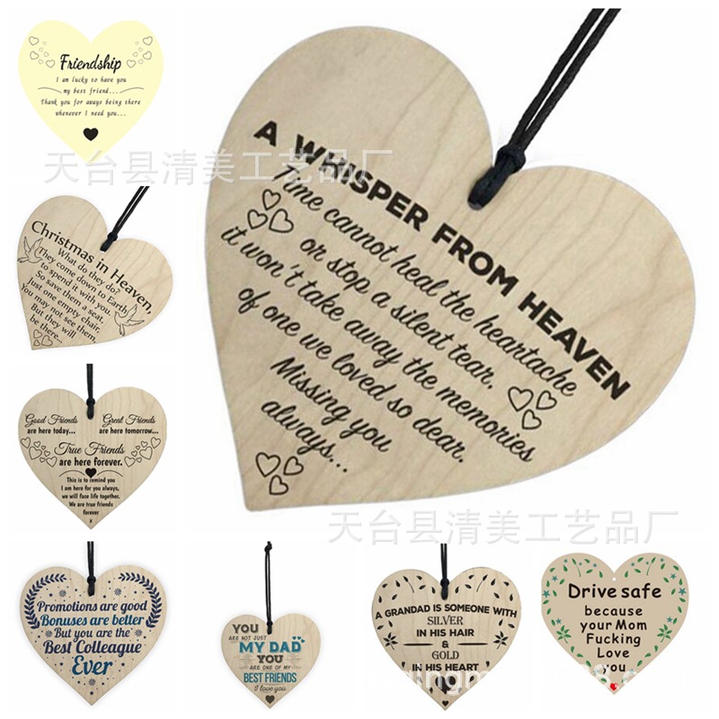 Rojo una flecha a través del amor amor amor pieza de madera colgante de madera corazón de melocotón de madera de bricolaje 1 paquete