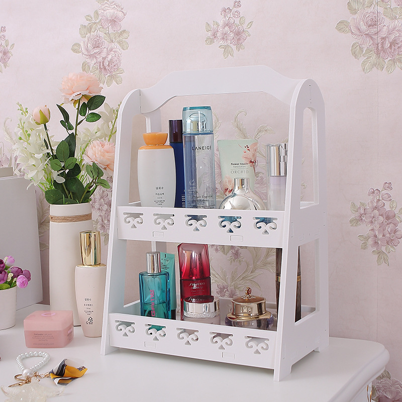 Estante de almacenamiento de escritorio de doble capa de estilo europeo baño cosméticos artículos diversos rack de almacenamiento escritorio estante de La Flor estante de almacenamiento simple