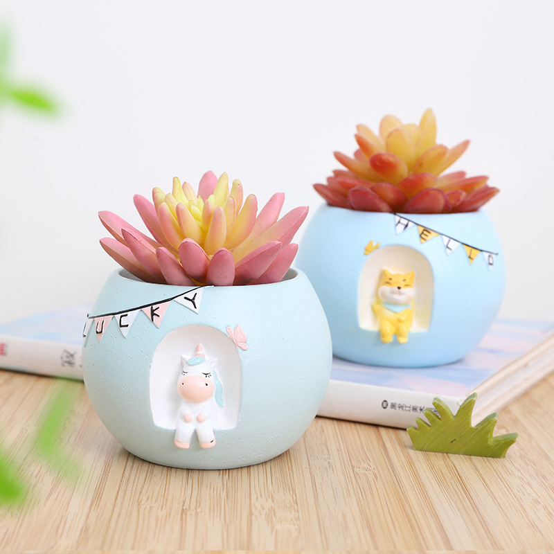 南院传芳 创意梦幻仰望星空微景观盆栽树脂工艺品卡通多肉花盆