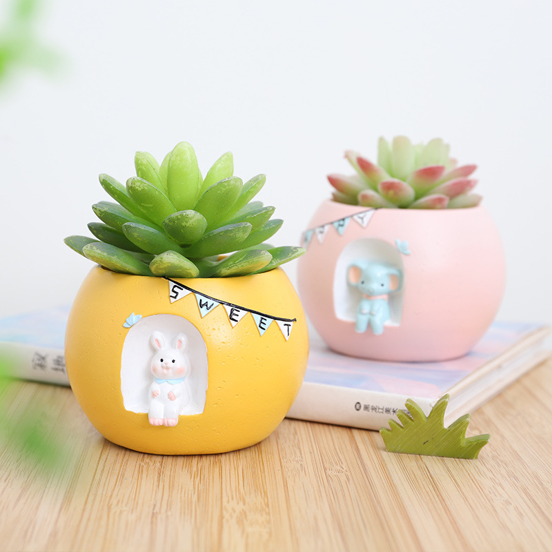 Chậu Cây Resin Chậu cây mọng nước resin chủ đề ngắm sao, tiểu cảnh mini, trang trí bàn và sân vườn (RG-265)