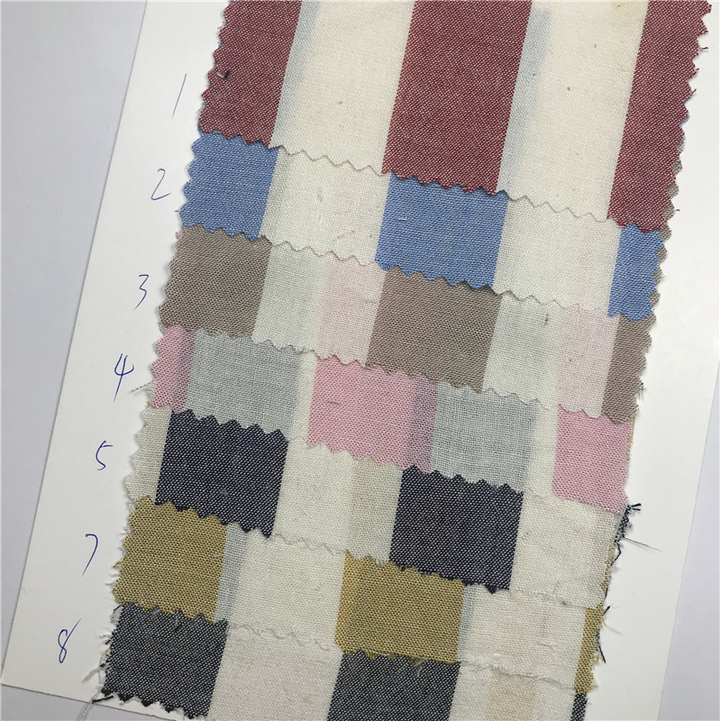 源头工厂人棉色织条纹面料衬衫 休闲男女装条纹衬衫布料厂家批发3