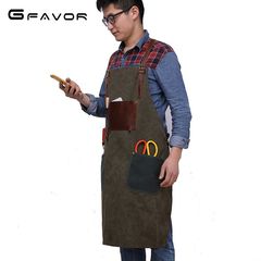 Artisan apron designer coffee shop canvas apron European and American vintage canvas work apron DIY hand-carved