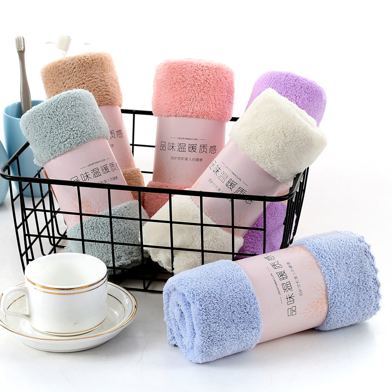 Coral soft dry solid color towel for face washing