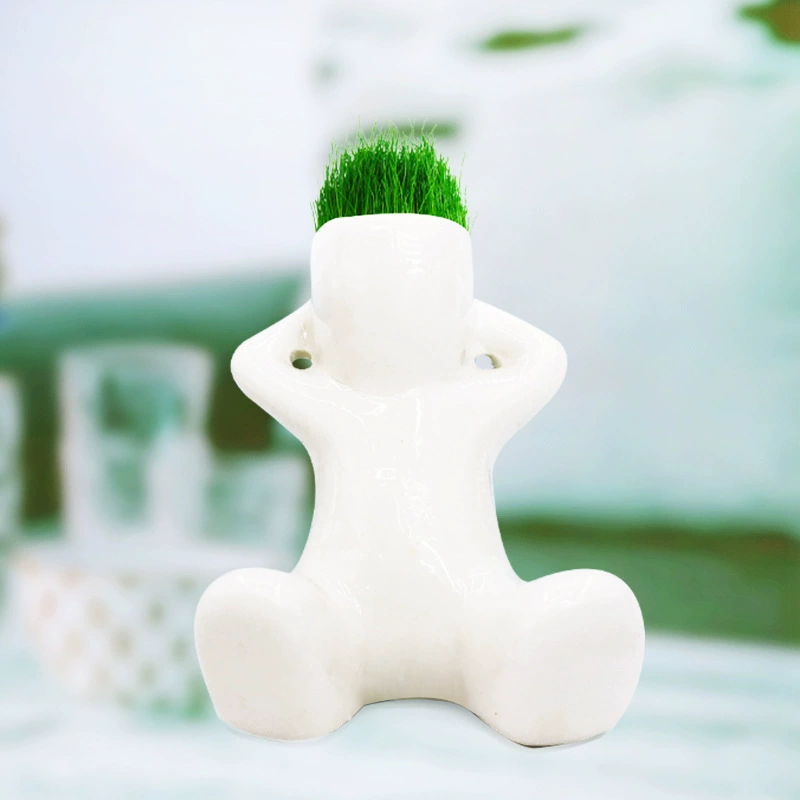 Маленький белый травяной кукольный завод/керамический горшок для украшения офиса
