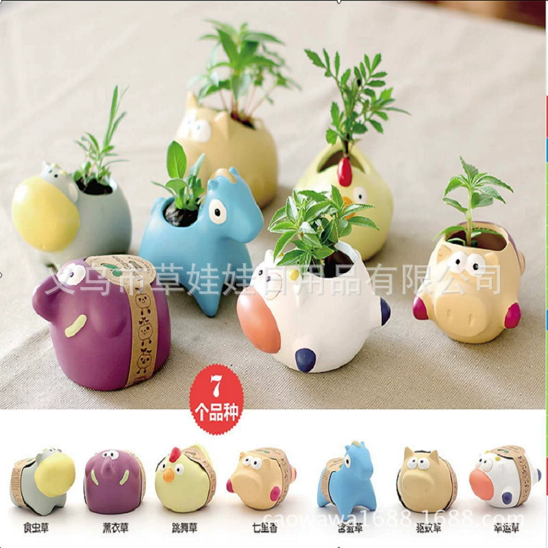 Naughty Lang креативные подарочные поделки для посадки настольные растения в горшке керамический горшок трава кукла посадка травы