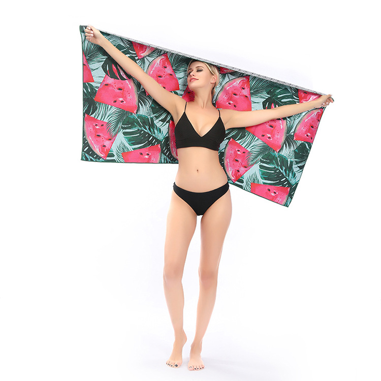 Toalla de baño de estilo europeo y americano falda de baño tendencia de frutas natación estera de playa toalla adulto de terciopelo de doble cara Toalla de playa ventas directas de fábrica