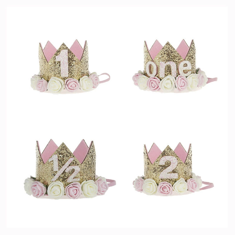 Детская корона на день рождения из ПВХ в коробке, с цифрами, для детского праздника, в европейском и американском стиле, новая цветочная корона