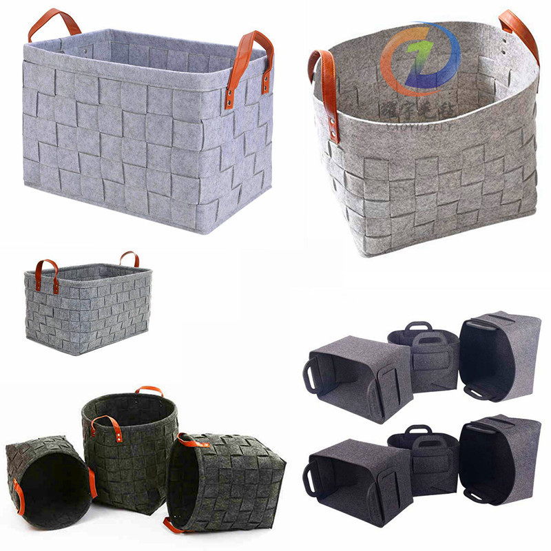 毛毡收纳篮 编织毛毡收纳筐脏衣篮玩具衣物收纳筐 杂物整理收纳筐