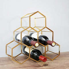 European modern minimalist creative empty iron wine rack bar metal ornaments electroplated rose gold wine bottle display