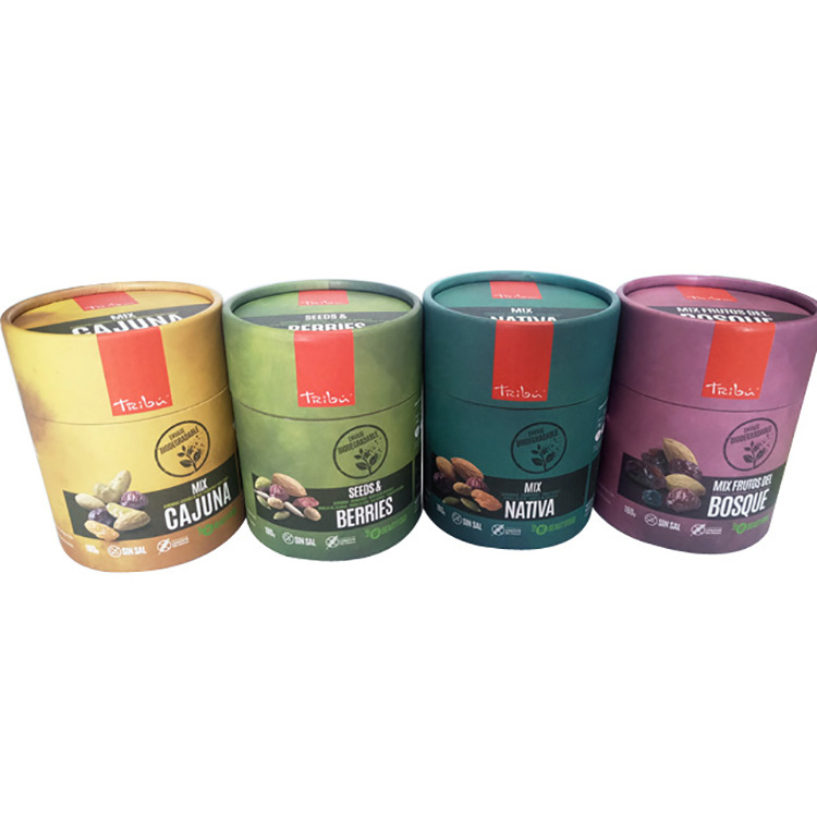 专业供应圆筒纸罐环保茶叶印制logo 创意广告彩色纸筒 牛皮纸纸罐