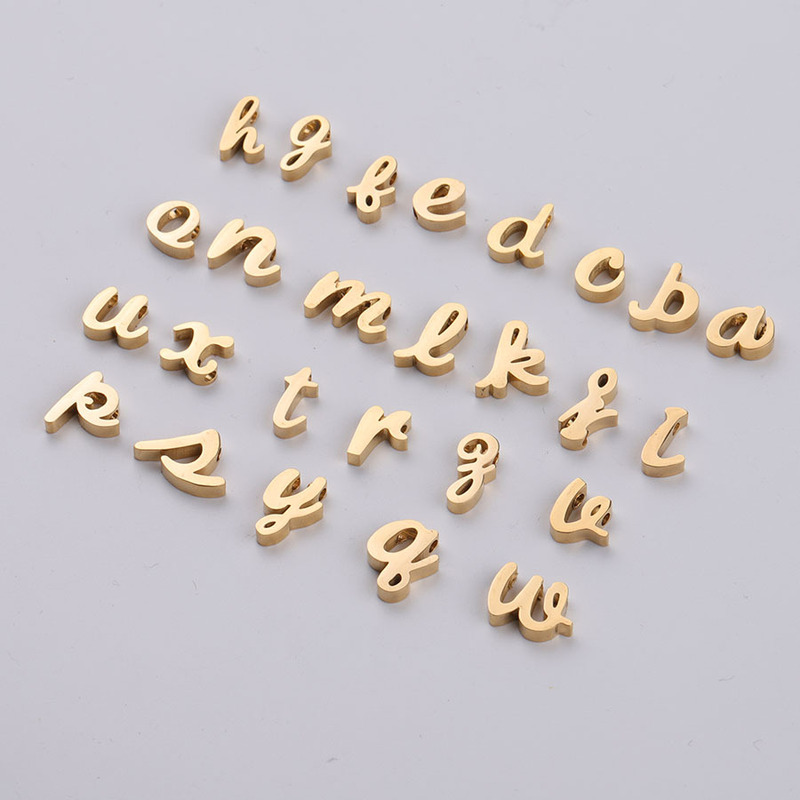 Cross Border in stock Mirror Stainless Steel English Letter Beads A- Z Letter Small Hole Beads 1.8mmDIY Accessories Beads