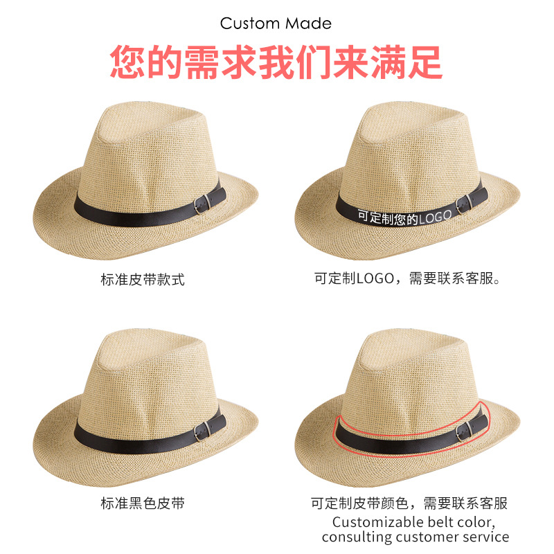 Sombrero de paja de los hombres sombrero de verano ala grande sombrero de sol cinturón sombrero de paja de mezclilla sombrero de Panamá sombrero de playa sombrero de sol moda femenina
