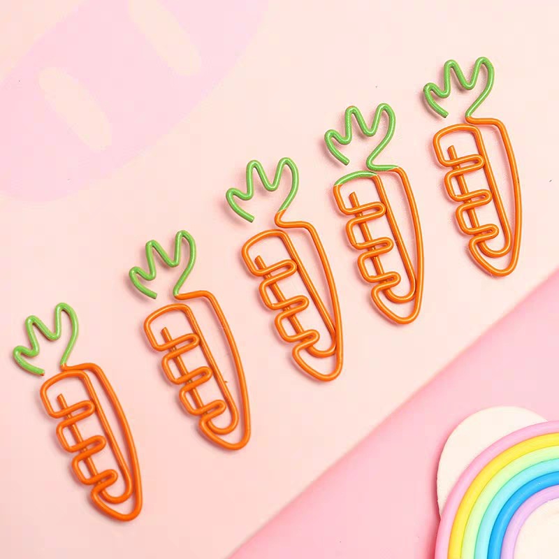Dibujos animados de metal lindo forma vegetal creativo en forma de clip de papel fruta zanahoria forma clip de papel marcador