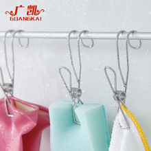 广凯不锈钢线夹带钩 多功能弹簧家用晾衣夹 悬挂晒衣小衣夹晾晒夹