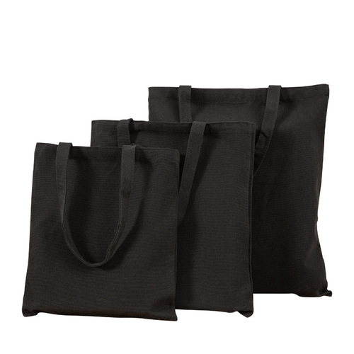 Black blank canvas bag with printed logo shopping bag canvas tote bag student reusable bag wholesale