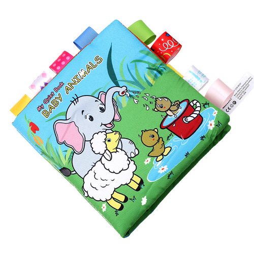 Animal baby label cloth book cannot be torn, can be chewed and makes noise, parent-child interactive infant and toddler early education book