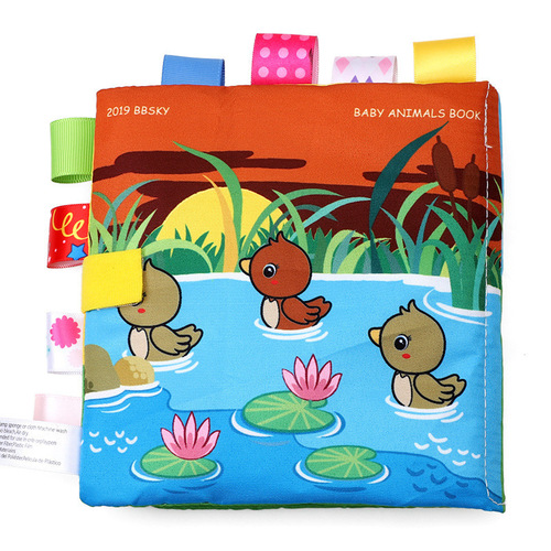 Animal baby label cloth book cannot be torn, can be chewed and makes noise, parent-child interactive infant and toddler early education book
