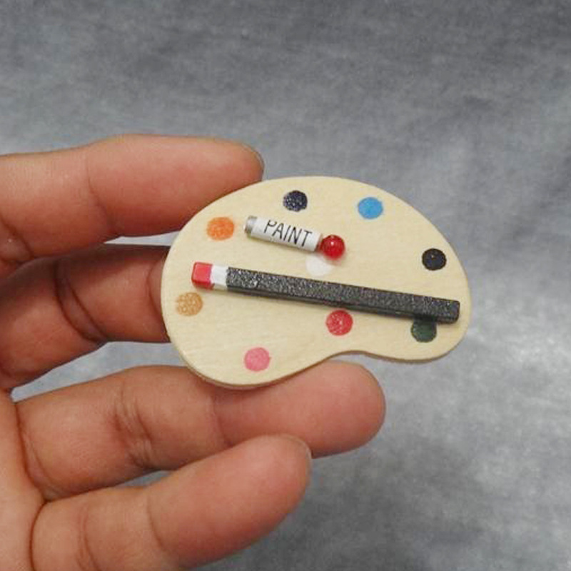 1:12 scale dollhouse miniature furniture, oil painting, watercolor palette, pocket drawing board model simulation