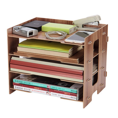 A4多层木质文件桌面收纳盒资料架办公室用品置物柜杂志储物箱