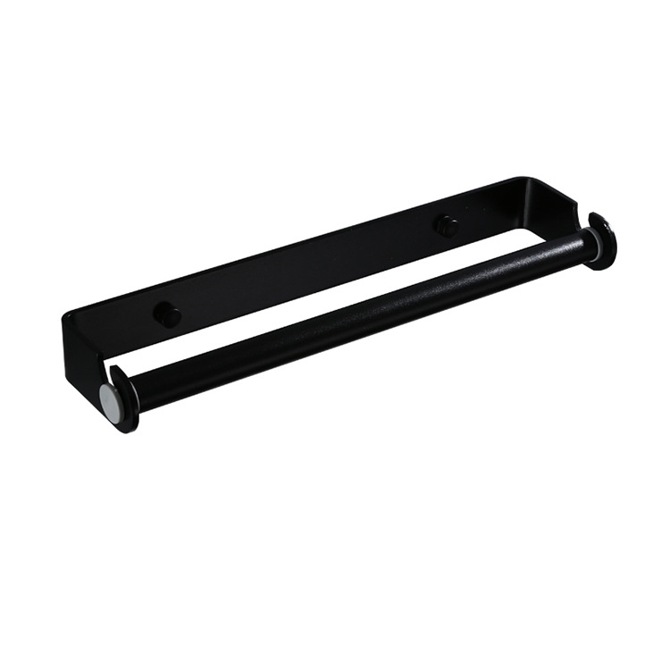 Cocina sin perforaciones plástico envolver estante soporte de tejido estante de almacenamiento plástico envolver estante fresco-mantenimiento bolsa de almacenamiento rack colgante de pared negro